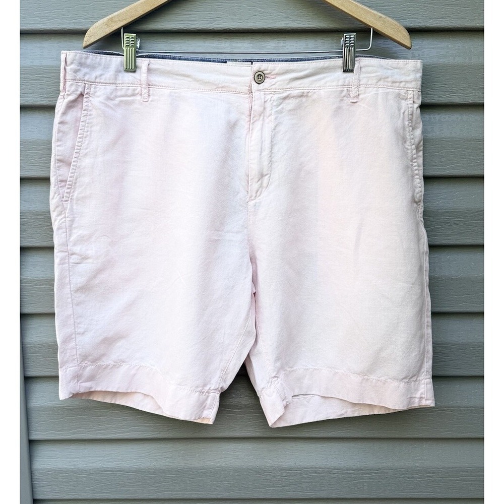 Faherty Shorts Mens 38 Linen Malibu Pink Beach Preppy Golf Pockets Resort